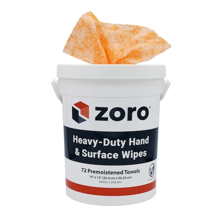 Heavy-Duty Hand & Surface Wipes, Premoistened, Aloe/Vitamin E, Citrus Fragrance, 72 Wipes/Bucket MPN:ZHW-001
