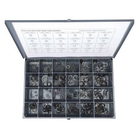 Internal and External Retaining Ring Assortment, Steel, Phosphate Finish MPN:JBDL24CFRCFS