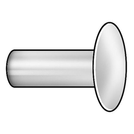 Solid Rivet, Round Head, 0.1875 in Dia., 0.375 in L, Steel Body, 200 PK MPN:350606