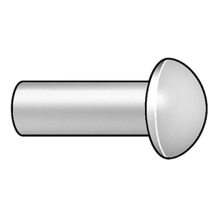 Solid Rivet, Round Head, 0.125 in Dia., 0.3125 in L, Stainless Steel Body, 100 PK MPN:35F0405-EA-100