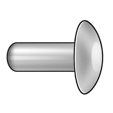 Solid Rivet, Brazier Head, 0.1875 in Dia., 1 in L, Aluminum Body, 100 PK MPN:55A0616-EA-100