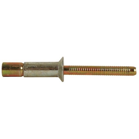 Blind Rivet, Countersunk Head, 1/4 in Dia., 11/16 in L, Steel Body, 100 PK MPN:5RKF5