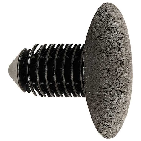 Push-In Rivet, Dome Head, 9.5 mm Dia., 19 mm L, Plastic Body, 25 PK MPN:5ZLY9