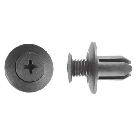 Push-In Rivet, Dome Head, 8 mm Dia., 12 mm L, Nylon Body, 10 PK MPN:9287PK