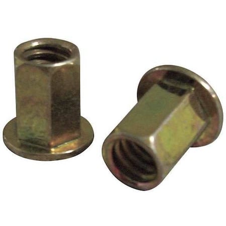 Rivet Nut, #10-24 Thread Size, 0.359 in Flange Dia., 0.406 in L, Steel, 25 PK MPN:CFH2-1024-135T-25