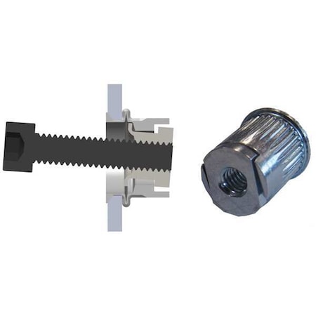Rivet Nut, #10-32 Thread Size, 0.5 in Flange Dia., 0.7195 in L, Steel, 25 PK MPN:RFL2-1032-150-25