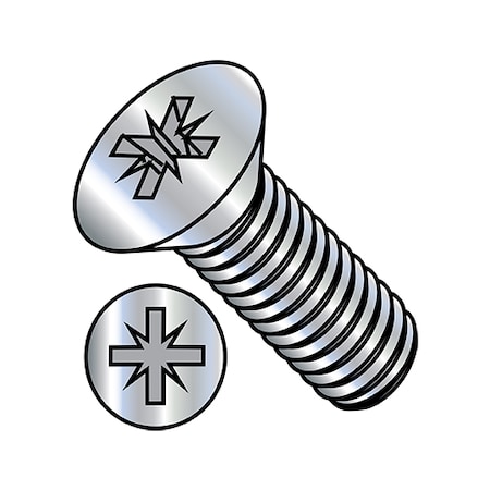 #6-32 x 1/4 in Pozidriv Flat Machine Screw, Zinc Plated Steel, 10000 PK MPN:0604MZF