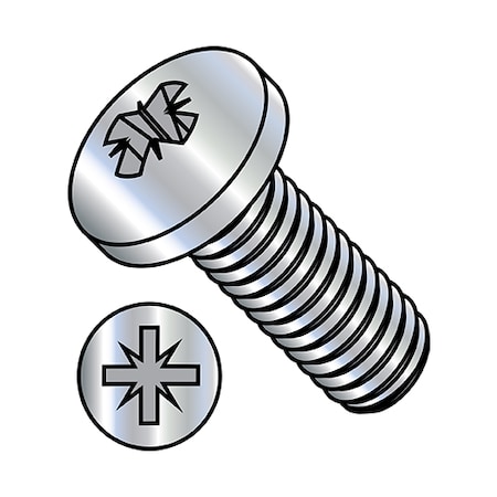 #6-32 x 3/8 in Pozidriv Pan Machine Screw, Zinc Plated Steel, 10000 PK MPN:0606MZP