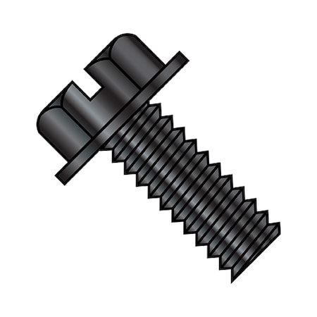 #8-32 x 1/2 in Slotted Hex Machine Screw, Black Oxide Steel, 10000 PK MPN:0808MSWB
