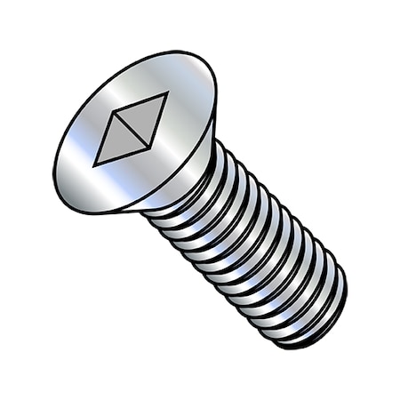 #10-24 x 3/8 in Square Flat Machine Screw, Zinc Plated Steel, 10000 PK MPN:1006MQF