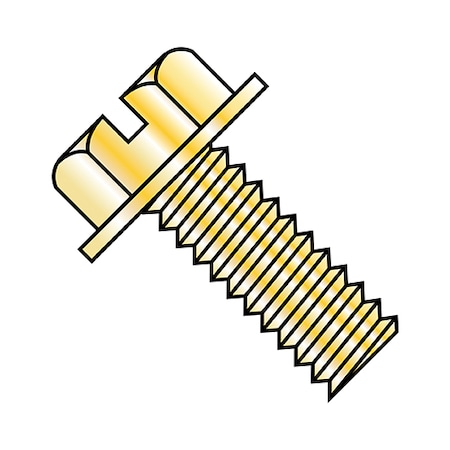 #10-24 x 1/2 in Slotted Hex Machine Screw, Zinc Yellow Steel, 7000 PK MPN:1008MSWY