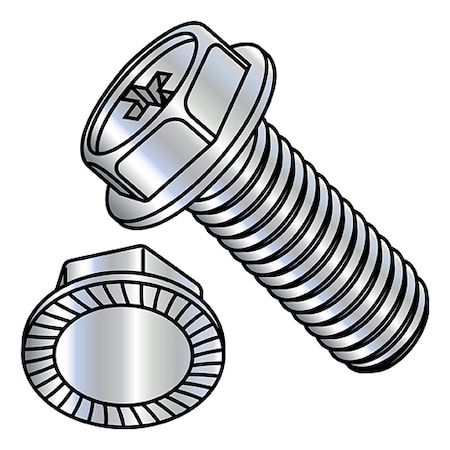 #10-24 x 3/4 in Phillips Hex Machine Screw, Zinc Plated Steel, 5000 PK MPN:1012MPWS