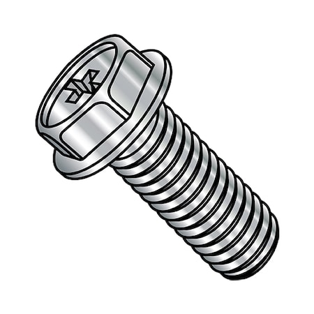 #12-24 x 3/4 in Phillips Hex Machine Screw, Plain Stainless Steel, 1000 PK MPN:1212MPW188