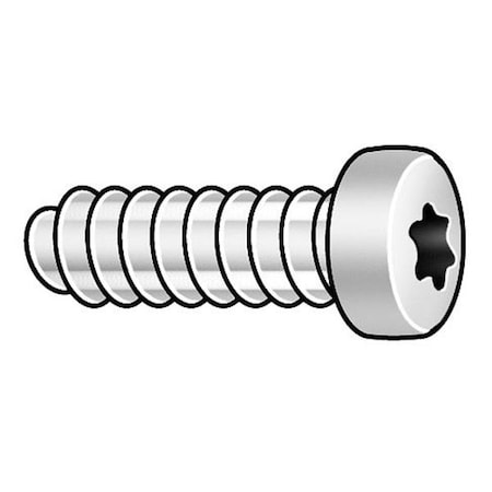 Thread Cutting Screw, M2 x 5 mm, Trivalent Clear Chromate, Zinc Steel Pan Head Torx Drive, 25 PK MPN:1PU77