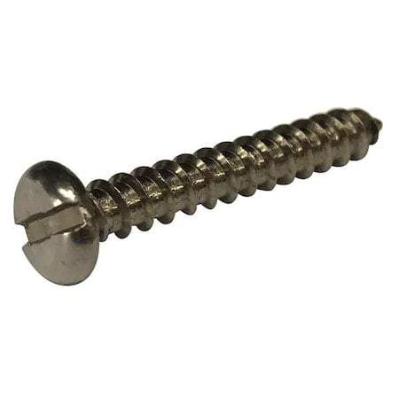 Sheet Metal Screw, #8 x 1/2 in, Plain 18-8 Stainless Steel Pan Head Slotted Drive, 100 PK MPN:1VU18