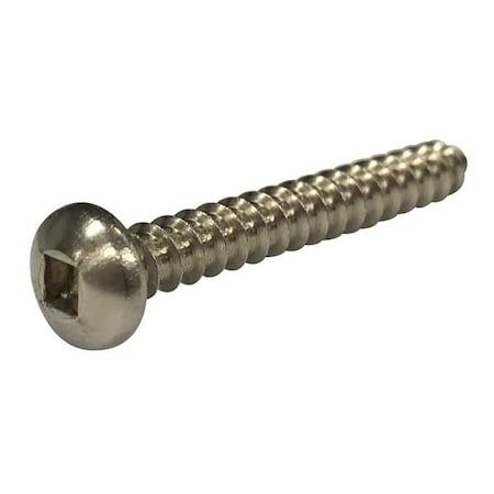 Sheet Metal Screw, #6 x 1 in, Plain 18-8 Stainless Steel Pan Head Square Drive, 100 PK MPN:1VU31