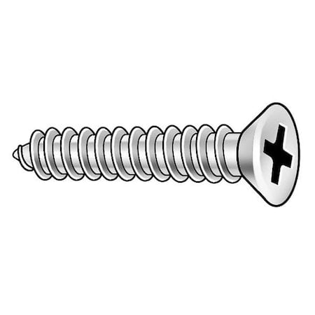 Sheet Metal Screw, #10 x 1-3/4 in, Plain 18-8 Stainless Steel Flat Head Phillips Drive, 100 PK MPN:1WA35