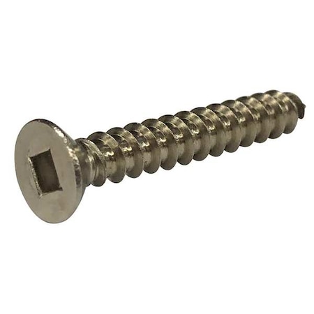 Sheet Metal Screw, #6 x 1-1/2 in, Plain 18-8 Stainless Steel Flat Head Square Drive, 100 PK MPN:1WA66