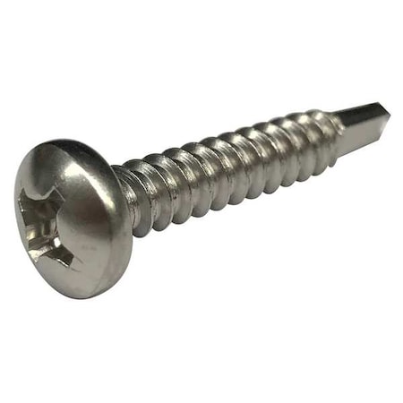 Thread Cutting Screw, #4 x 1/4 in, Plain Stainless Steel Pan Head Phillips Drive, 100 PK MPN:1WU14