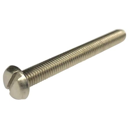 #10-32 x 1/2 in Slotted Pan Machine Screw, Plain 18-8 Stainless Steel, 100 PK MPN:1ZY31