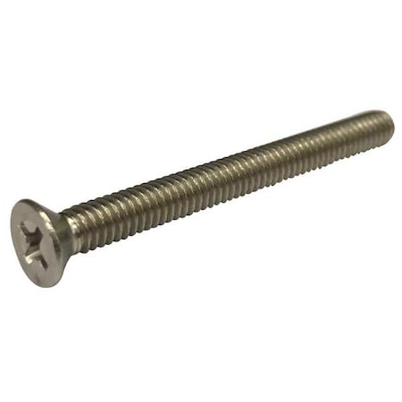 #10-32 x 2 in Phillips Flat Machine Screw, Plain Stainless Steel, 100 PK MPN:2AE17