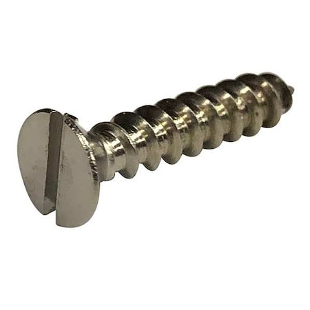 Sheet Metal Screw, #6 x 3/4 in, Plain 18-8 Stainless Steel Flat Head Slotted Drive, 100 PK MPN:2WE45