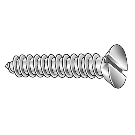 Sheet Metal Screw, #14 x 1-1/4 in, Plain Stainless Steel Flat Head Slotted Drive, 100 PK MPN:2WE56