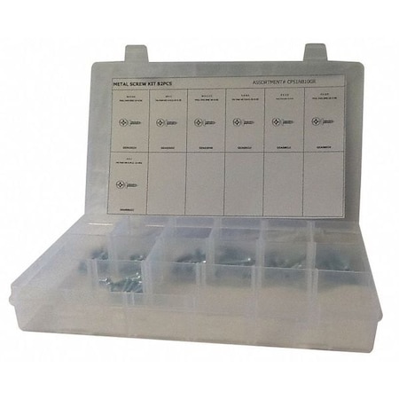 Tapping Screw Assortment, #6 to #10 x Plain Finish, Steel, Pan Head Phillips Drive MPN:CPS1NB10GR