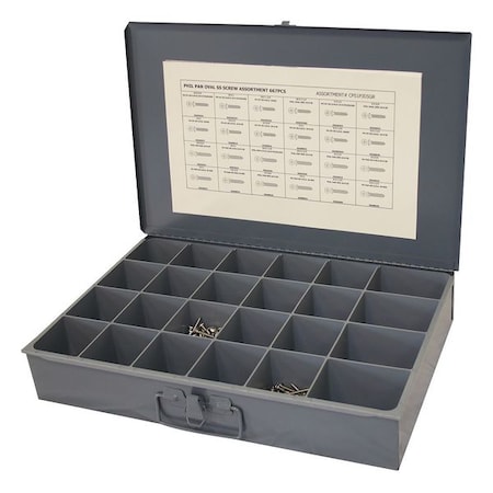Tapping Screw Assortment, #6 to #10 x Plain Finish, Steel, Oval; Pan Head Phillips Drive MPN:CPS1PJD5GR