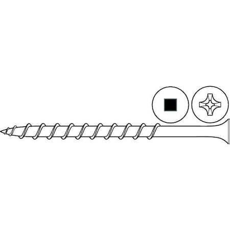 Wood Screw, No. 6, 1-5/8 in, Black Phosphate Steel Trim Head Square Drive, 245 PK MPN:DQTI0-60162-245P