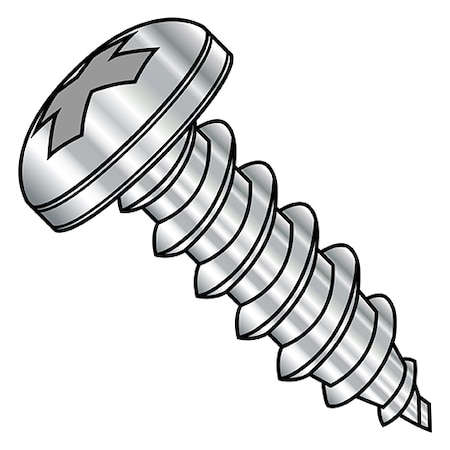Self-Drilling Screw, #4-24 x 1/2 in, Plain 410 Stainless Steel Pan Head Phillips Drive, 2500 PK MPN:MS51861-15C