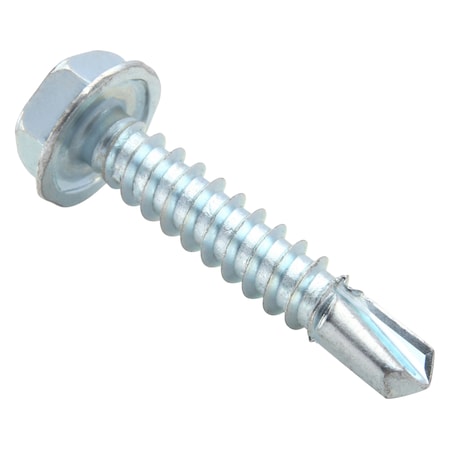 Self-Drilling Screw, #10 x 1 in, Zinc Plated Steel Flange Hex Head External Hex Drive, 100 PK MPN:U31810.019.0100