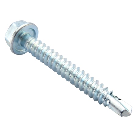 Self-Drilling Screw, #10 x 1-1/2 in, Zinc Plated Steel Flange Hex Head External Hex Drive, 100 PK MPN:U31810.019.0150