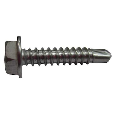 Self-Drilling Screw, #10 x 1/2 in, Plain 410 Stainless Steel Flange Hex Head External Hex Drive MPN:U31860.019.0050