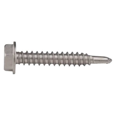 Self Drilling Screw, N10-16, 1 1/4 in L, 410 Stainless Steel, Plain, Hex Washer, External Hex, 50PK MPN:U31860.019.0125