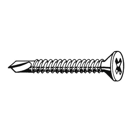 Self-Drilling Screw, #8 x 1 in, Plain 410 Stainless Steel Flat Head Phillips Drive, 100 PK MPN:U31880.016.0100