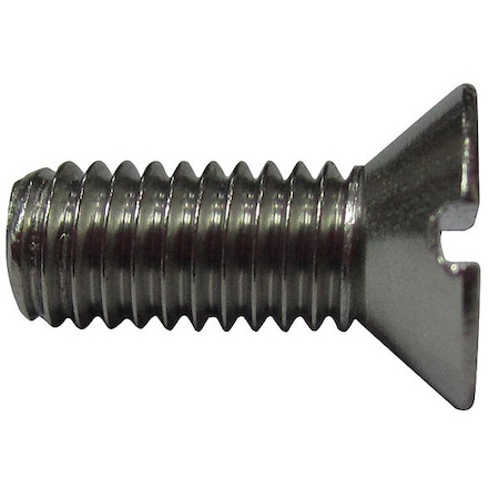 #8-32 x 1/2 in Slotted Flat Machine Screw, Plain 18-8 Stainless Steel, 100 PK MPN:U51110.016.0050