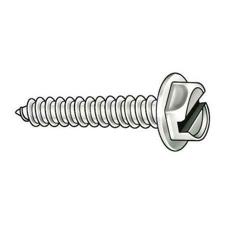 Sheet Metal Screw, #8 x 2 in, Plain 18-8 Stainless Steel Flange Hex Head Slotted Drive, 100 PK MPN:U51651.016.0200