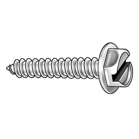 Sheet Metal Screw, #10 x 3/4 in, Plain 18-8 Stainless Steel Flange Hex Head Slotted Drive, 100 PK MPN:U51651.019.0075