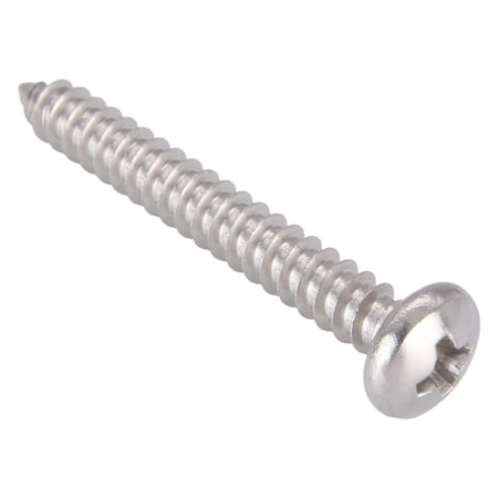 Sheet Metal Screw, No. 10 x 1-1/2 in, Plain 18-8 Stainless Steel Pan Head Phillips Drive, 100 PK MPN:U51660.019.0150