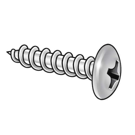 Sheet Metal Screw, #10 x 1/2 in, Plain 18-8 Stainless Steel Truss Head Phillips Drive, 100 PK MPN:U51662.019.0050