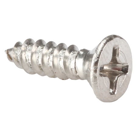 Sheet Metal Screw, #6 x 1/2 in, Plain 18-8 Stainless Steel Flat Head Phillips Drive, 100 PK MPN:U51680.013.0050