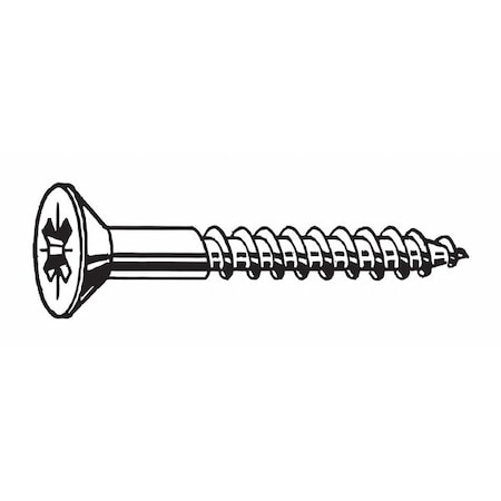Wood Screw, #6, 1 in, Plain 18-8 Stainless Steel Flat Head Phillips Drive, 100 PK MPN:U51876.013.0100