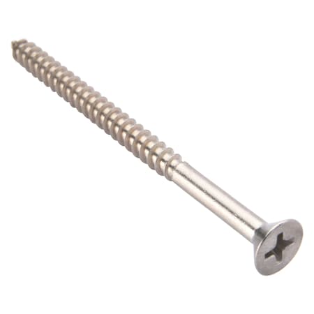 Wood Screw, #8, 2-1/2 in, Plain 18-8 Stainless Steel Flat Head Phillips Drive, 100 PK MPN:U51876.016.0250