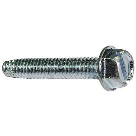 Thread Cutting Screw, #8 x 1/2 in, Zinc Plated Steel Hex Head Slotted Drive, 100 PK MPN:U67021.016.0050