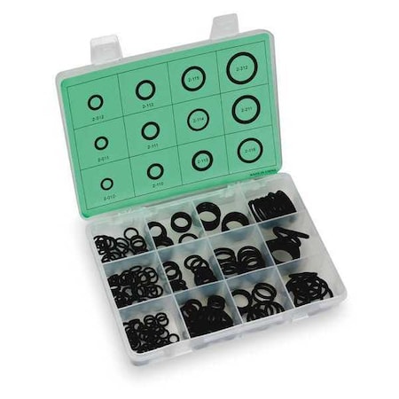 O-Ring Assortment, Buna N, 200 Pcs, 12 Szs MPN:1RGX5