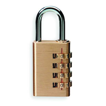 Luggage Padlocks, Standard Shackle, Rectangular Solid Brass Body, Steel Shackle, 7/8 in W MPN:1XRW6