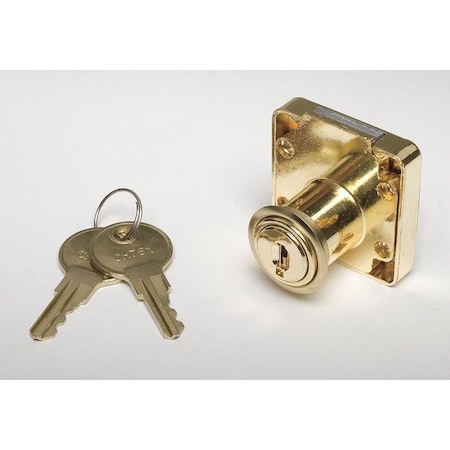 Cabinet and Drawer Dead Bolt Locks, Brass, 7/8