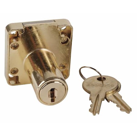 Cabinet and Drawer Dead Bolt Locks, Brass, 1-1/4
