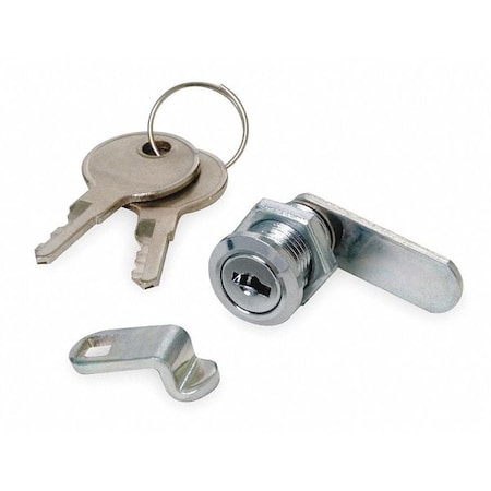 Pin Tumbler Keyed Cam Lock, Chrome, 19/64 in For Door Thickness, 2 Number of Keys, Alike Key Type MPN:1XRY4